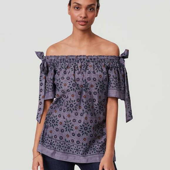 LOFT Tops - LOFT "Painterly" Floral Off Shoulder Top